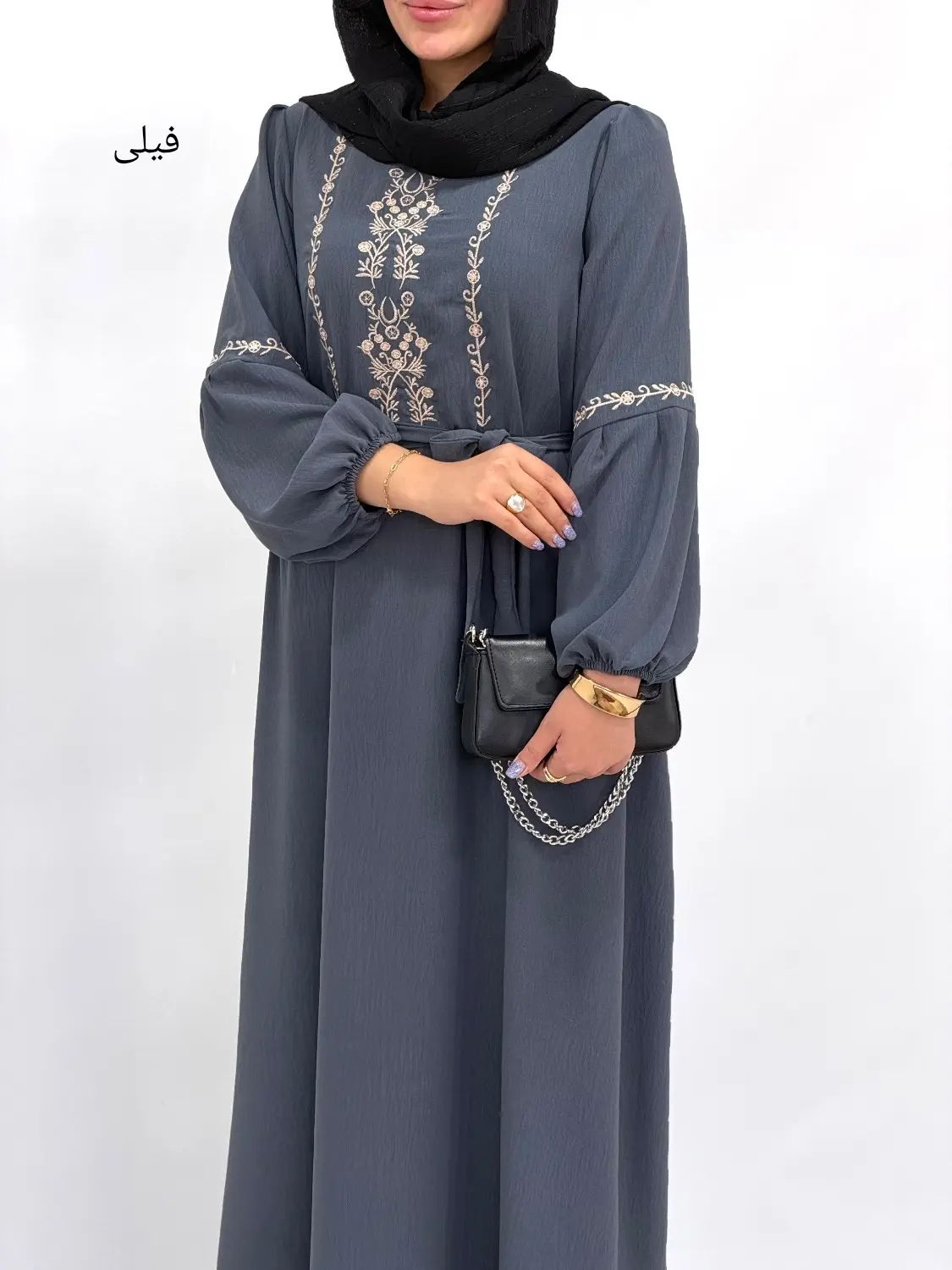 پیراهن بلند سوپرکلوش گلدوزی لعیا